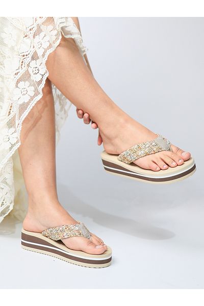 HANOX Talia Retro Wedge Heel Women's Flip Flops Beach Slippers Flip Flops (4.0) cm