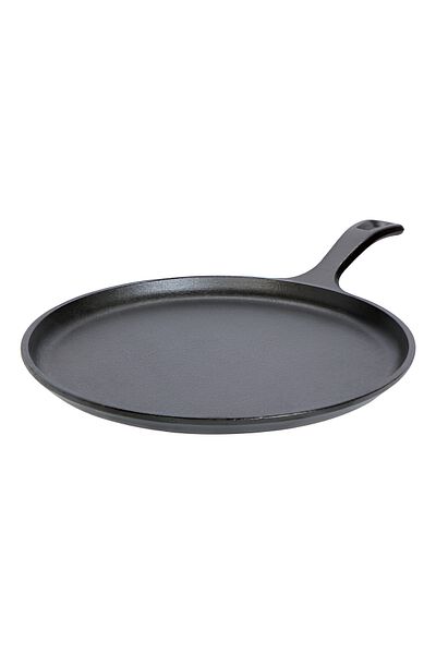 Lodge Seasoned Cast Iron Durable Round Griddle with Handle Black 10.5inch