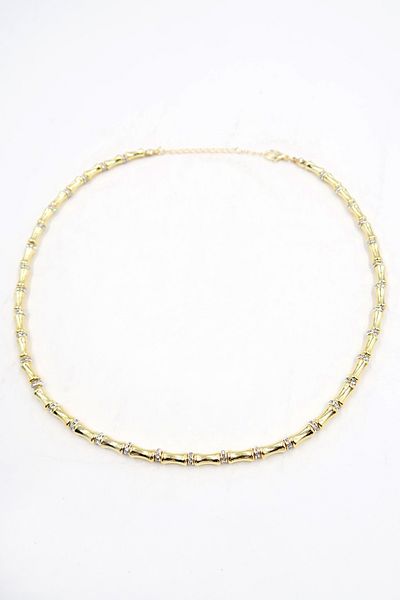 VAGGON Women's Gold Zircon Stone Row Small Chain Necklace Prmx13829
