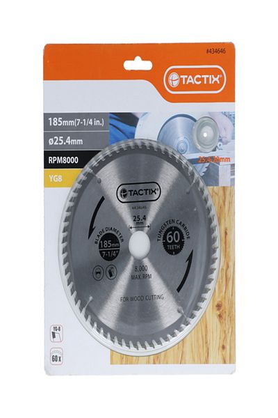 Tactix 8000RPM 60-Teeth Tungsten Carbide Circular Blade for Wood Cutting