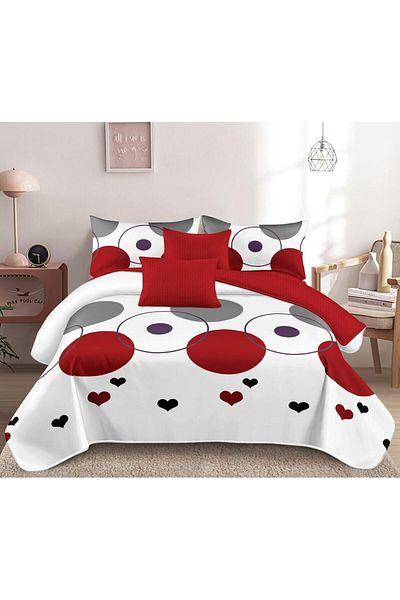 trendyhome Bed Linen, Fine Cotton, 6 Pieces, Circles And Hearts, Multicolor, HR24221