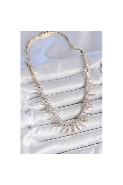 Skygo Brass Gold Color Zircon Stone Pointed Model Vip Series Women's Necklace - Tj-Bko10202