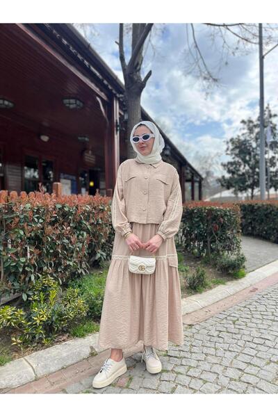 Moodbasic ŞERİT DETAYLI KETEN TAKIM