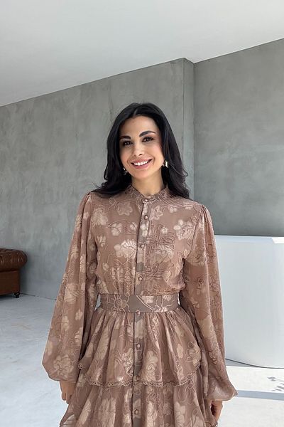 Seda Yalçın Atelier Coffee Valon Stripe Detailed Layered Dress