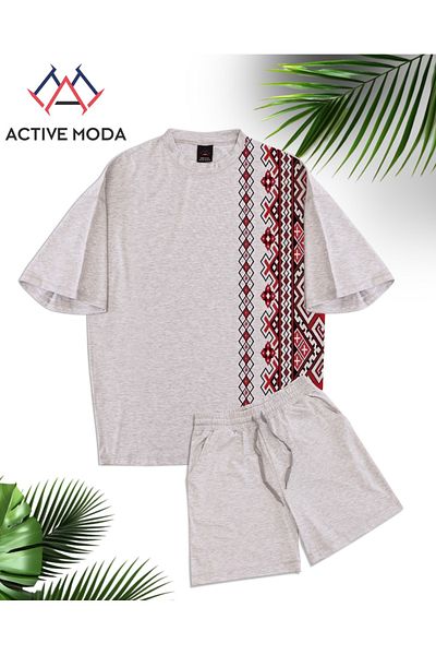 ACTIVE MODA - Men's Short Sleeve Tshirt - Shorts Set Cotton Oversize