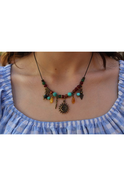 DEHNA Mistik Semboller ve Cam Boncuklu El Yapımı Kolye