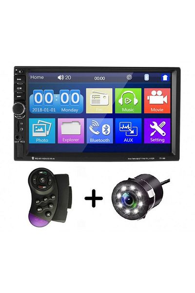 TECHSTAR Universal Car MP5 Player 7018B, WinCE, Rear View Camera, 7" HD Touch Screen, Steering Wheel Controls