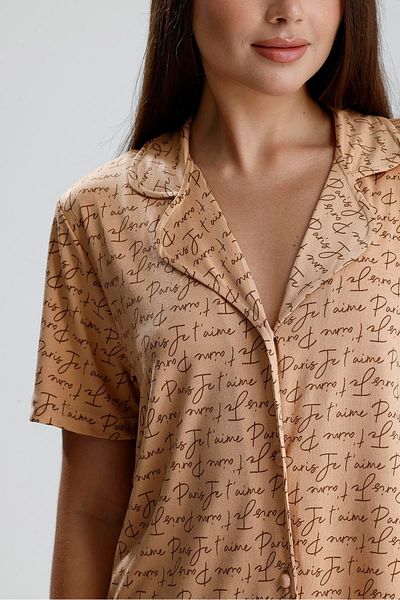 LİRONA Pink Paris Text Patterned Women's Pajama Set |   2072176506