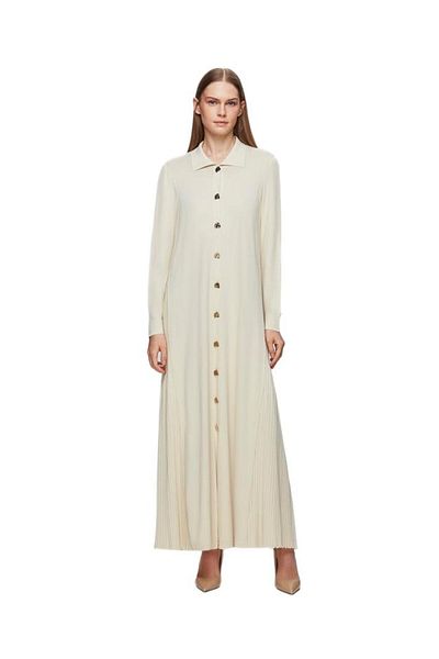 MISS DALIDA Stone Shirt Collar Long Knitwear Cardigan T25Y-9004