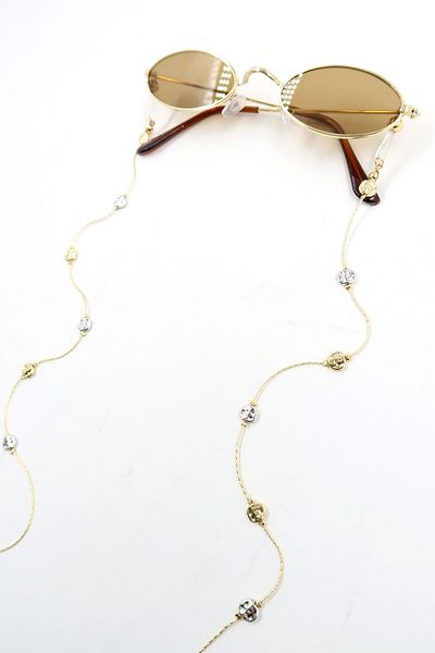VAGGON Women's Silver Gold Piping Beaded Glasses Chain Prmx13838