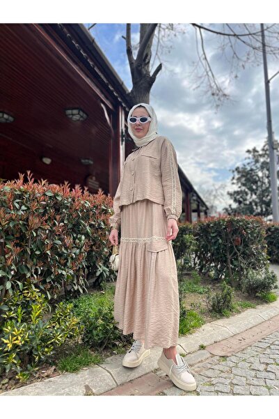 Moodbasic ŞERİT DETAYLI KETEN TAKIM