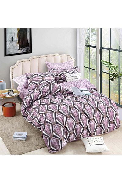 trendyhome Bed Sheets, Fine Cotton, 6 Pieces, Hearts, Diamonds, Purple, J4769