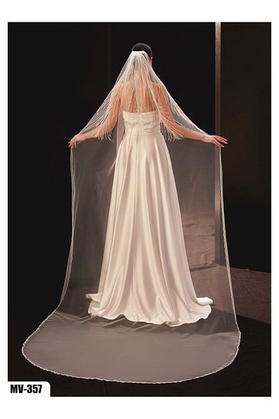 Hayalperest boncuk Modern Bridal Wedding Veil with Pattern Beading Embroidery