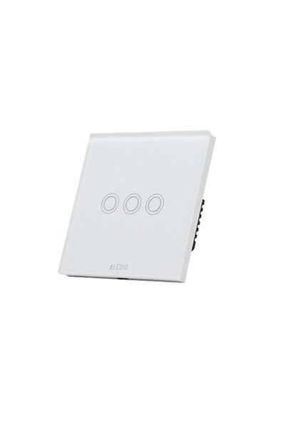 ALEDIO Triple smart switch with touch, glass frame, WiFi, white, Aledio