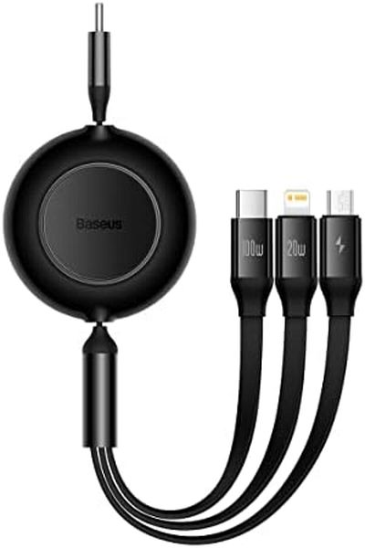 Baseus Bright Mirror 2 Series Fast Charging Cable, 100W 1.2M 3 in 1 Retractable Type-C Charging Cabl