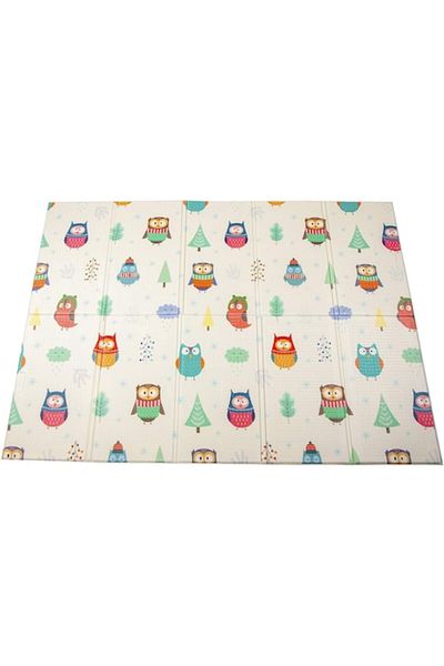indiggo Covoras Reversibile din Spuma,Model Bufnite, Impermeabil, Pliabil, 150 X 200 cm, Multicolor