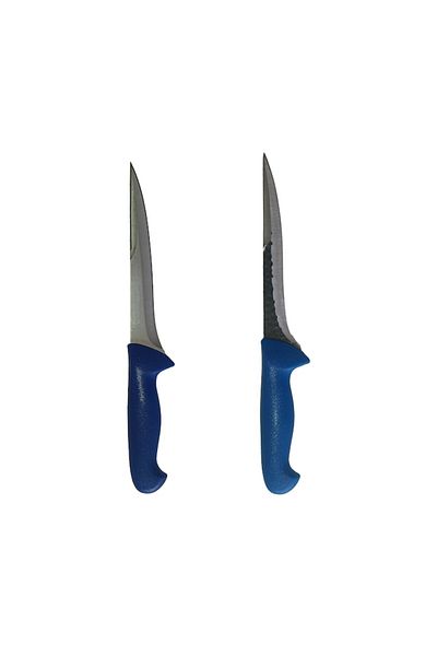 Rovitech Set of 2 professional butcher knives, 1 double blade stabbing knife, stainless steel