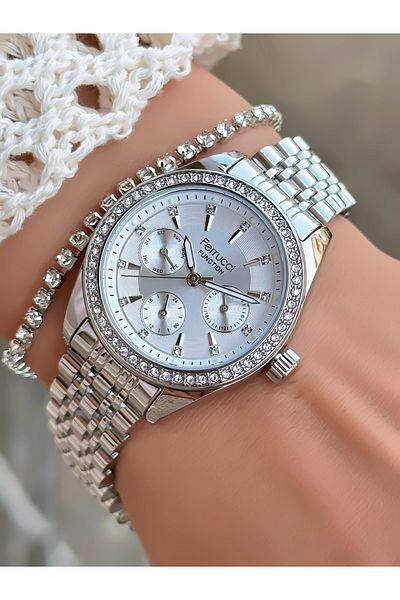 Ferrucci Women's Watch with Steel Cord Function 3 Atm Waterproof 2 Years Mechanism Warranty