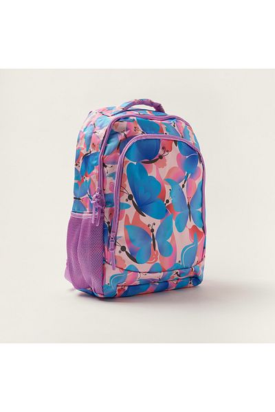 Juniors Butterfly Print Backpack With Pencil Case - 18 Inches