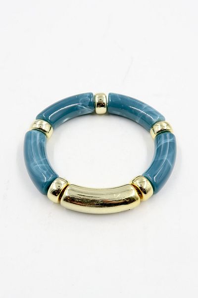 VAGGON Women's Indigo Gold Detailed Bone Elastic Bracelet Prmx13820