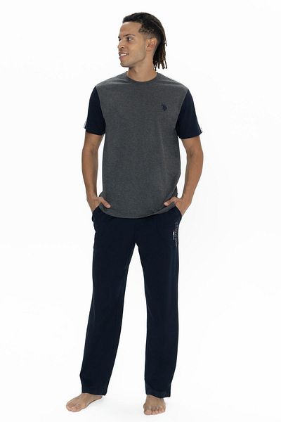 U.S. Polo Assn. U.S. Polo Men's Color Block Summer Pajama Suit with Short Sleeve Crew Neck and Pockets