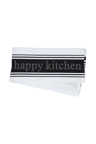 Mukitchen Onyx Soft and Absorbent Striped Cotton Kitchen Towel Black and White 20