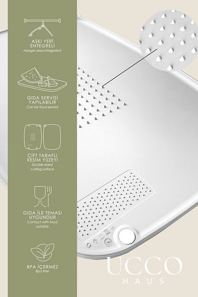 UCCO Double Sided Anti-Slip Cutting Board |   Practical Plastic Cutting Board Kitchen with Grater, Meat, Vegetables and Fruits