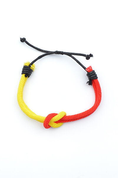 Bu Farklı Yellow Red Fan Macrame Rope Bracelet - Adjustable Bracelet - Women's Men's Bracelet