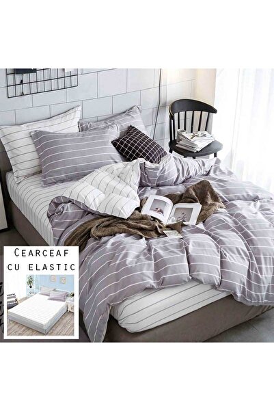 OEM Lenjerie Bumbac Satinat, Pucioasa, 2 Persoane, Pat Dublu, Cearceaf cu ela...