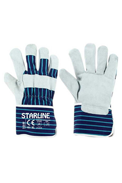 Starline Deri İş Eldiveni E-026 - 12 Li Yarma Deri, Pamuk Astar, Emniyet Bile...