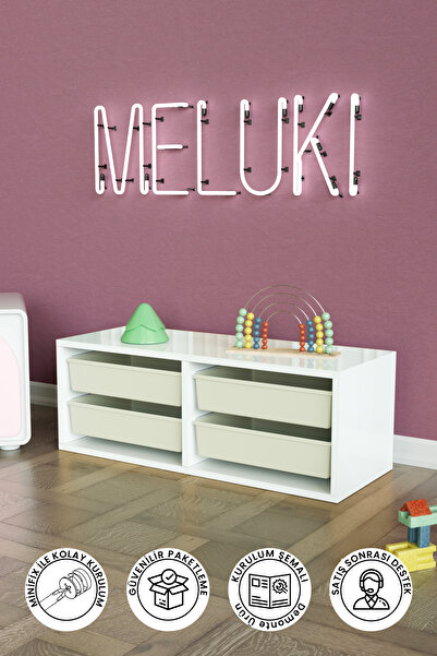 hediye kapında 4 Sepetli "Meluki" Oyuncak Dolabı Çok Amaçlı Kiler Dolabı Mutf...