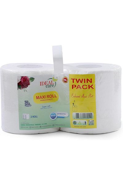 Ideal Pack Premium Maxi Roll Twin Pack – 2 Rolls | 800 Embossed Sheets | 2-Ply Tissue | Soft, Stro