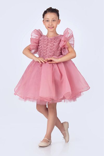 vestitino 3D Rose Detailed Girl's Dress