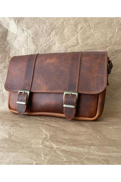 ALESTA LEATHER (نكتب الاسم) حقيبة ماسنجر من الجلد الطبيعي - حقيبة حمل للكمبيوتر المحمول