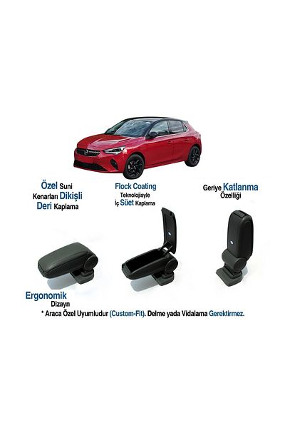 TUNAX OTO Corsa F Car Special Armrest Armrest Without Screw 2022 2023 2024