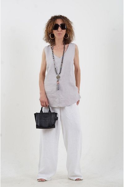 Zelish My Sister Stone Sleeveless Linen Blouse