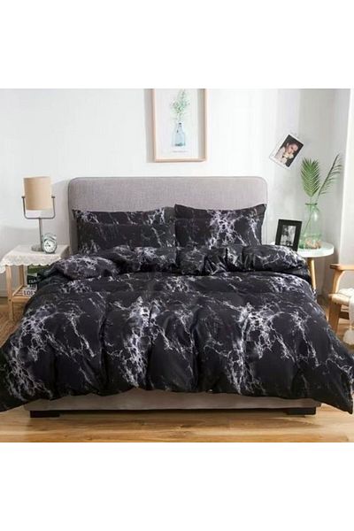 LUNA HOME Single size 4 pieces without filler, Black marble design.