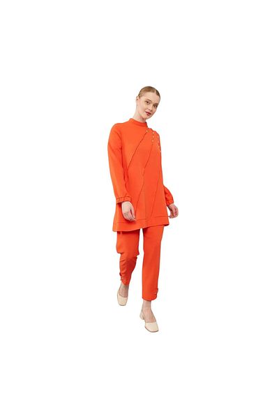 Levidor Crew Neck Stone Detailed Tunic Suit