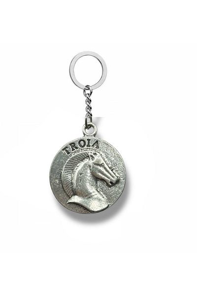 Herşey Nota Troia Round Figured Unisex Keychain – Metal Design