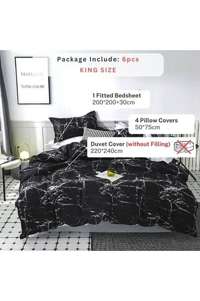 LUNA HOME King size bedding set of 6 pieces, Marble design.