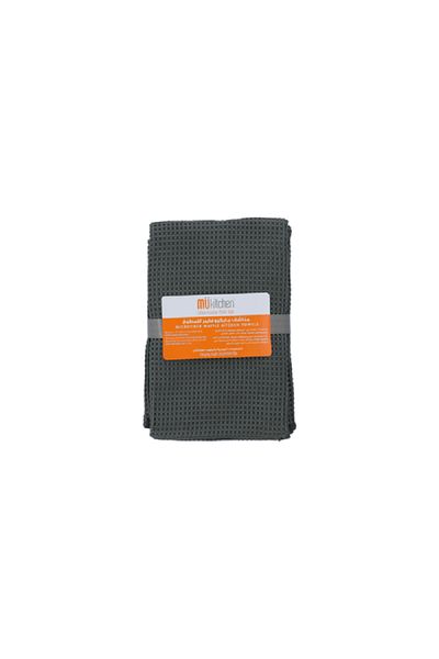 Mukitchen 2-Piece Waffle Cadet Towel Grey 12 x 25inch