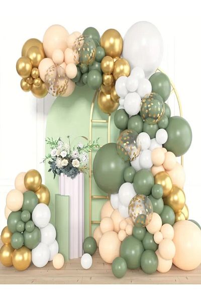 party mix Green Gold White Balloon Chain Set + Baby Boxes |   Baby Shower Birthday Ornaments