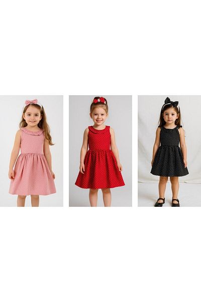 tny kids collection Polka Dot Printed 3-Piece Girl's Dress