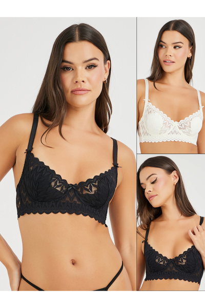 Styli عبوة من قطعتين - حمالة صدر مبطنة بسلك وحواف صدفية وحزام مزدوج مع تفاصيل...