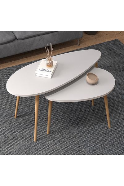 Monte Sehpa Egg Coffee Table White