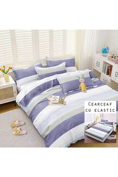 OEM Lenjerie Bumbac Satinat, Pucioasa, 2 Persoane, Pat Dublu, Cearceaf cu ela...