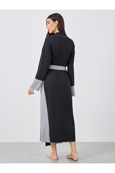 Styli Color Block Notch Label Neck Midi Dress