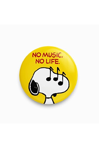 fırsatlar diyarı Snoopy No Music No Life Yazılı Buton Rozet