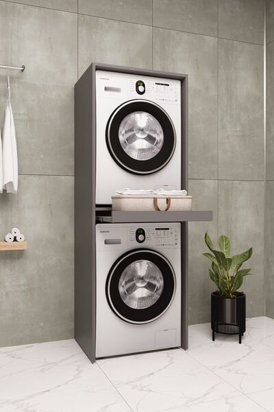 DEMİRBAL MOBİLYA Mdf Çamaşır Makinesi Kurutma Makinesi Dolabı Çekmeceli 186