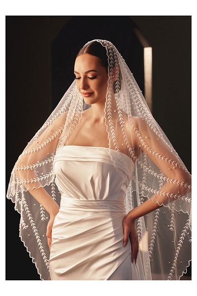 Hayalperest boncuk French Cut Romantic Bridal Veil